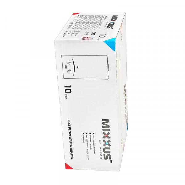 Газова колонка MIXXUS GWH-0410 BASIC GLASS димохідна 10 л/хв (панель зі скла з малюнком) (WH0025)