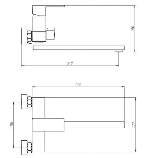 Змішувач для ванни Mixxus Trinity 006 (Euro) (MI6273)