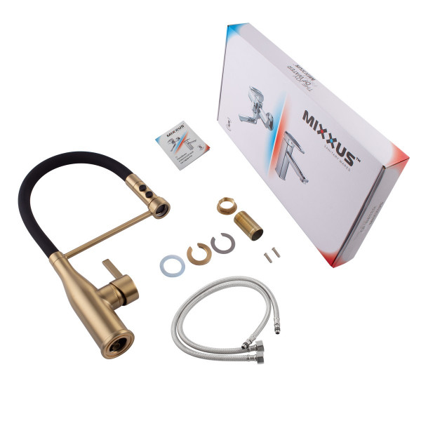 Змішувач для кухні Mixxus Premium Summer 017 BRUSHED GOLD REFL.BLACK (MI6964)