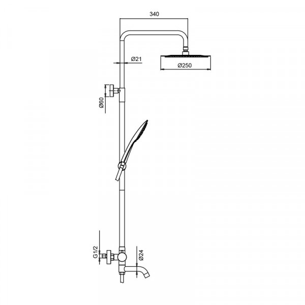 Душова колона з термостатичним змішувачем Koer KI-57018-02 3 функції, з нерж.сталі SUS304 (Колір нерж) (KR5545)