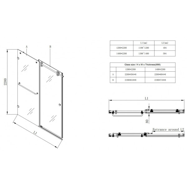 Двері в нішу Koer SR SD06-120x220-TR-01 прозоре скло Easy Clean 8мм, хром (KR5367)