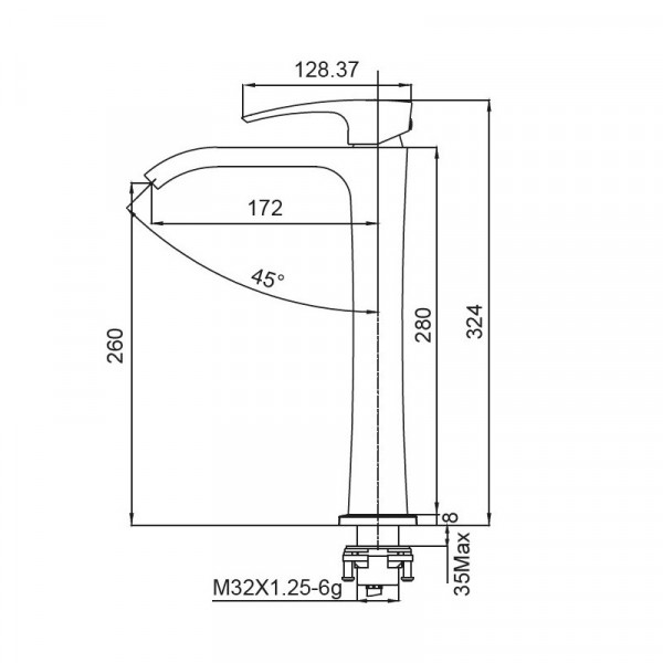 Змішувач для умивальника Koer KB-13007-01 високий (Колір хром) (KR3444)