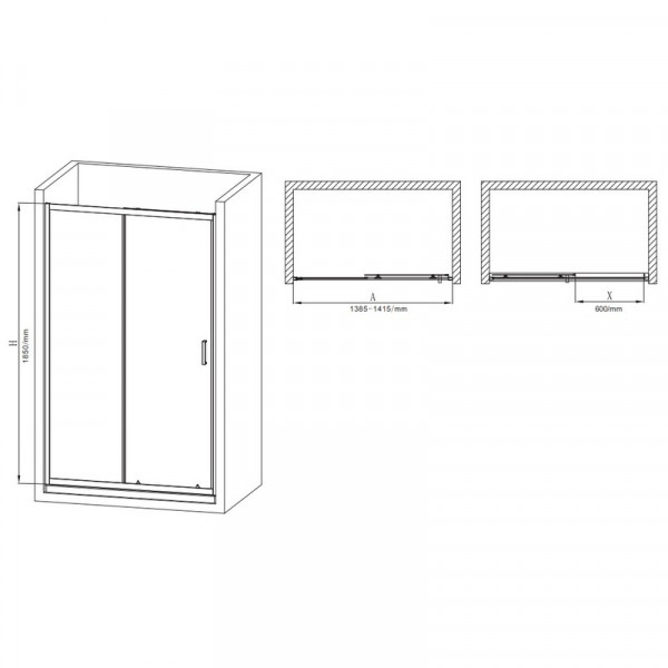 Двері в нішу Mixxus Premium DIVERSE SD01-140x185-TR Chrome прозоре скло 5мм (MI6874)