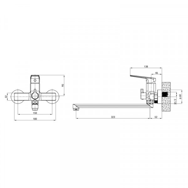 Змішувач для ванни Mixxus Premium Ares 006 (EURO) (MI8257)