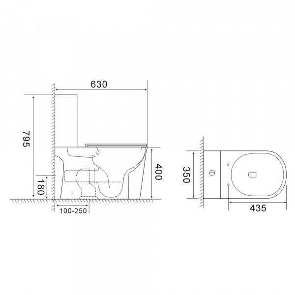 Унітаз-компакт Mixxus WAVE-0405-R 630х350х795mm, система змиву RIMLESS (MI6694)