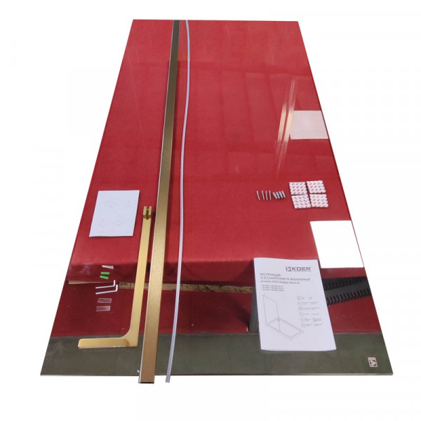 Душова перегородка Koer SR SP02-100x200-TR-12 Walk-In проз.скло Easy Clean 8мм, матове золото (KR5396)