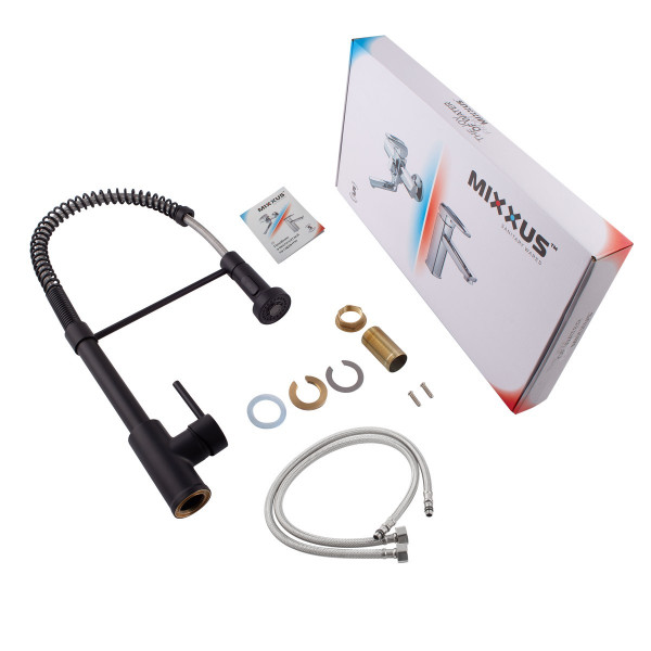 Змішувач для кухні з виливом пружина Mixxus Premium SPRING 017 BLACK (MI6951)