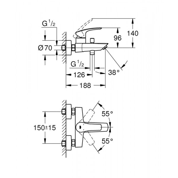 Змішувач для ванни Grohe Eurosmart New (33300003)