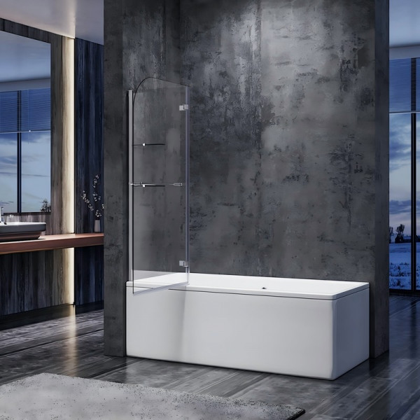 Шторки скляні на ванну Koer SR BS05-90x140-TR-01 прозоре скло Easy Clean 6мм, хром (KR5372)