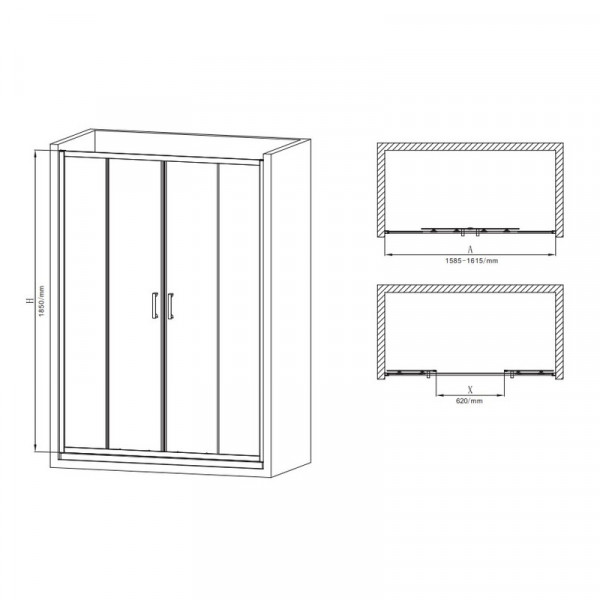 Двері в нішу Mixxus Premium DIVERSE SD01-160x185-TR Chrome прозоре скло 5мм (MI6875)