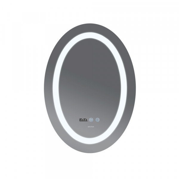 Дзеркало Mixxus PLAIN MV02-50x70 з Led Touch, Anti-fog, димером, регулятором яскравості, годинником (MI6010)