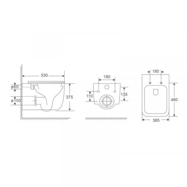 Унітаз підвісний Mixxus Premium Diverse-0301-T1 530x365x373mm, система змиву Tornado 1.0 (MP6477)