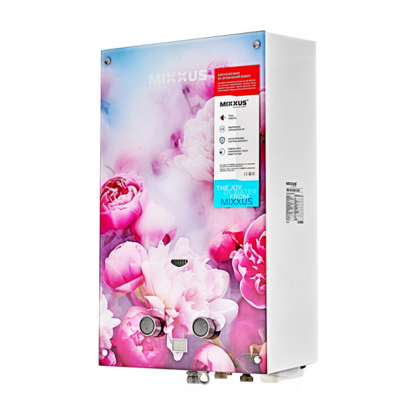 Газова колонка MIXXUS GWH-0410 BASIC GLASS димохідна 10 л/хв (панель зі скла з малюнком) (WH0025)