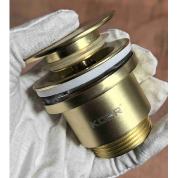 Донний клапан для раковини Koer PW-11-12 1 1/4''  універсальний (з/без перел) СLICK-СLACK (Колір зол.мат) (KR5794)