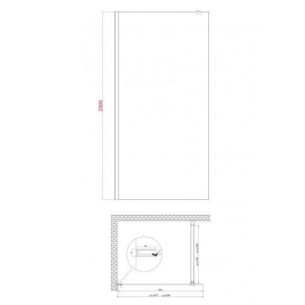 Душова перегородка Koer SR SP01-90x200-TR-01 Walk-In прозоре скло Easy Clean 8мм, хром (KR5392)