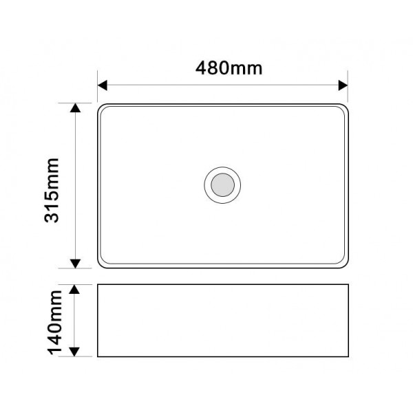 Раковина накладна Mixxus Premium QUADRO-0208 MARBLE 480х315х140mm з переливом (MP6518)