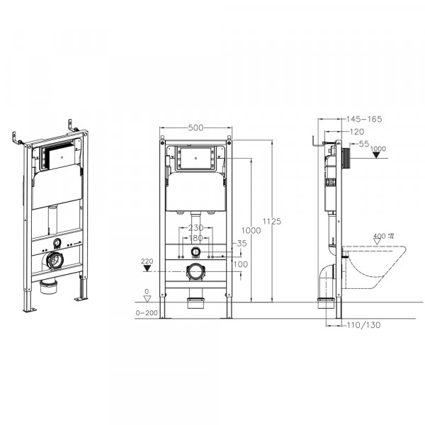 Комплект інсталяційний для унітазу Koer KT-0502-05 (з пан. змиву KT-0602-05 Чорна матова +звукоіз.)  (KR5173)