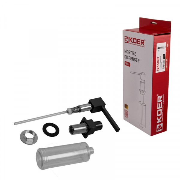 Дозатор для мийного засобу врізний Koer SDB-02-05 300 мл (колір чорний) (KR5630)