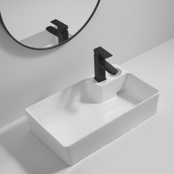 Раковина накладна Mixxus Premium STYLE-0202 600х350х140mm з донним клапаном та отвором під змішувач (MP6512)