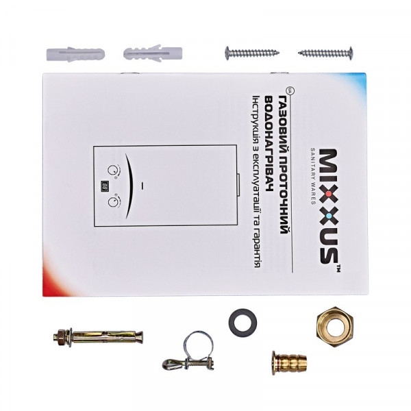 Газова колонка MIXXUS GWH-0610 BASIC GLASS димохідна 10 л/хв (панель зі скла з малюнком) (WH0027)