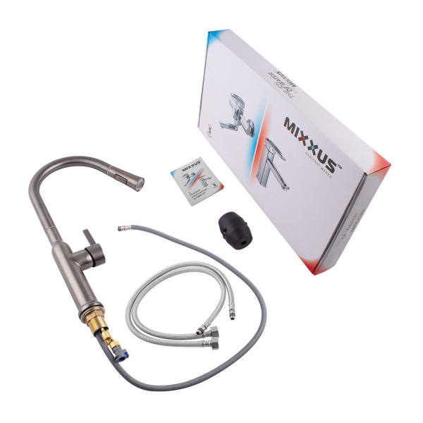 Змішувач для кухні з висувним виливом Mixxus Premium PULL 014 GRAPHITE (MI6959)