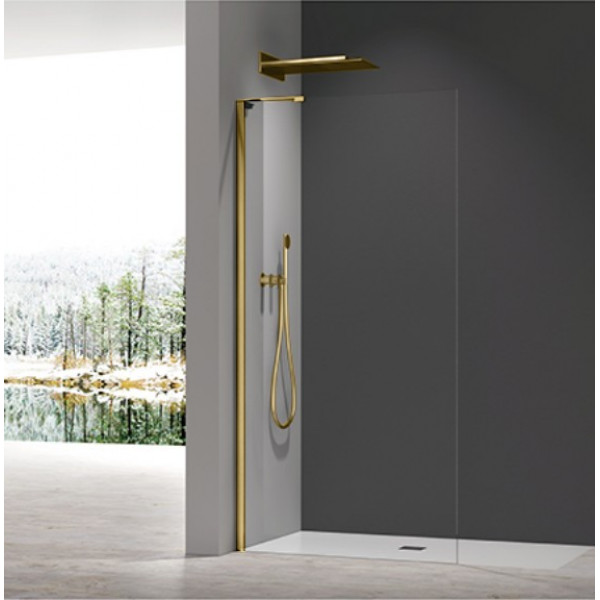 Душова перегородка Koer SR SP02-100x200-TR-12 Walk-In проз.скло Easy Clean 8мм, матове золото (KR5396)