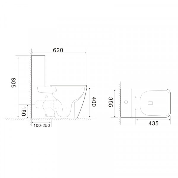 Унітаз-компакт Mixxus QUADRO-0404-T1 620х355х805mm, система змиву TORNADO 1.0 (MI6688)