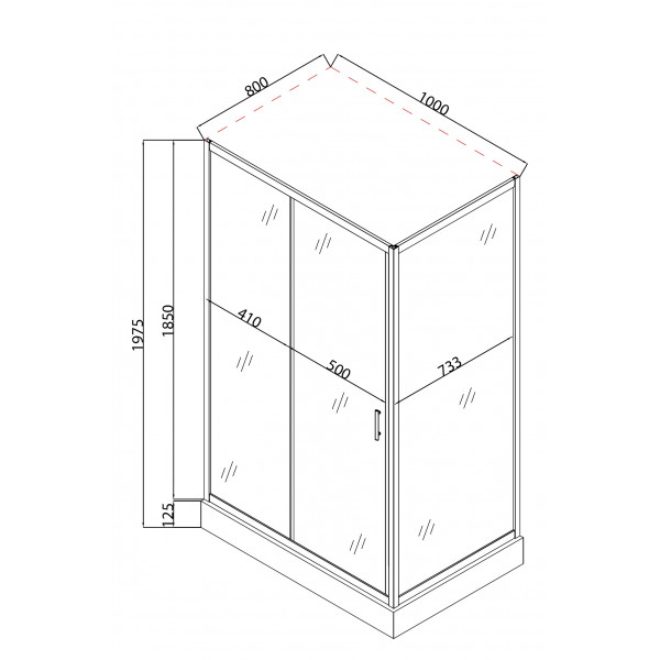 Душова кабіна з низьким піддоном Mixxus HARD SCT01-100x80x198-TR CHROME прозоре скло 5мм (MI6908)
