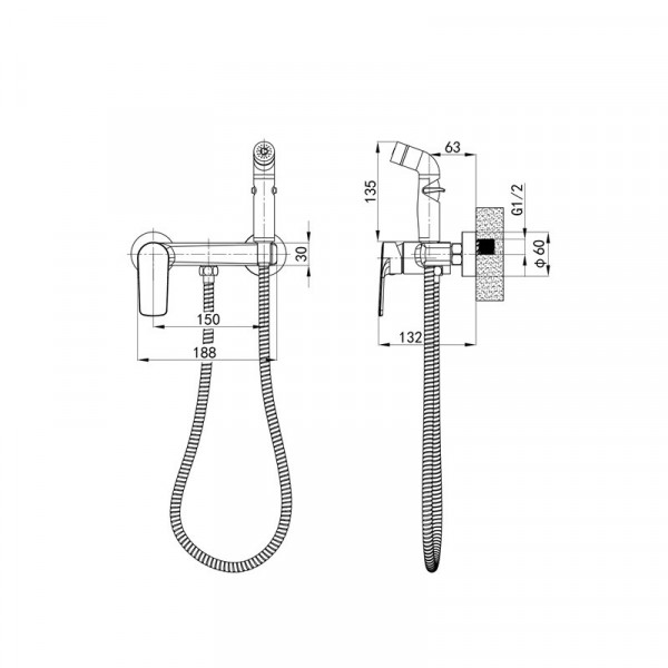 Змішувач для гігієнічного душу Mixxus Premium Matis 024 (з лійкою) (MI8264)