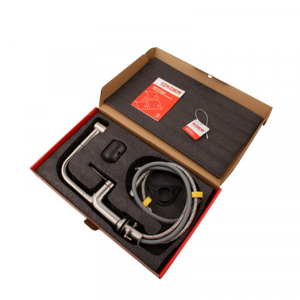 Змішувач для кухні з висувним виливом Koer KI-70021-02 (з нерж. сталі) (Колір нерж) (KR4798)