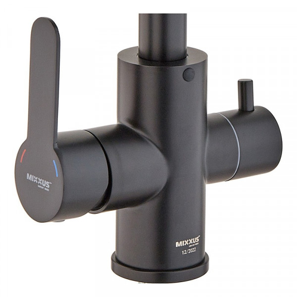 Змішувач для кухні Mixxus DAX-021-G Black  (нерж. сталь) з вих.для пит.води (MI6078)