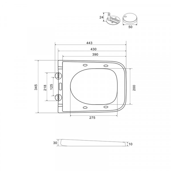 Сидіння-кришка для унітазу Mixxus Premium SEAT COVER QUADRO-2005 430х345х30mm дюропласт (MP6688)