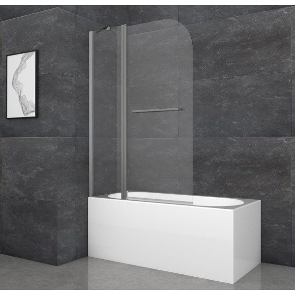 Шторки скляні на ванну Koer SR BS04-95x140-TR-07 прозоре скло 6мм, графіт (KR5404)