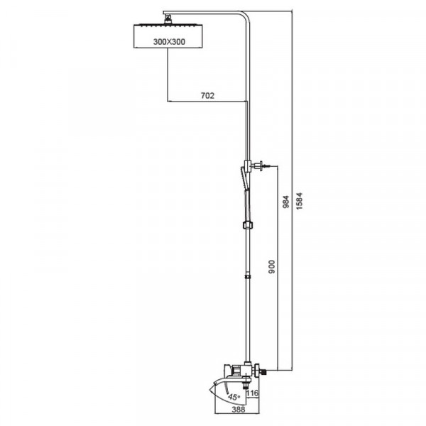 Душова колона KOER KB-56007-04 зі змішувачем, 3 функції (Колір хром+білий) (KR5159)