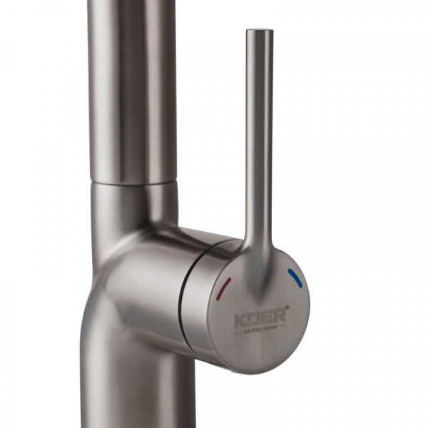 Змішувач для кухні з висувним виливом Koer KI-70021-02 (з нерж. сталі) (Колір нерж) (KR4798)