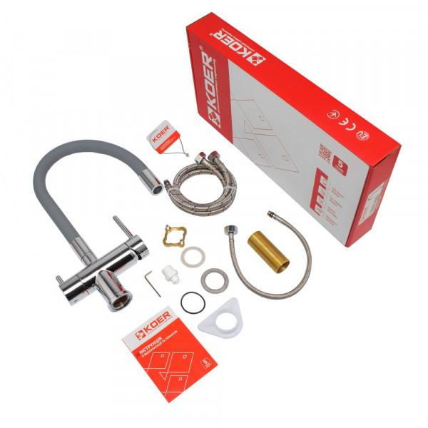 Кухонний змішувач з силік. виливом і вих. для питної води KOER KB-72002-01 (KR3383)