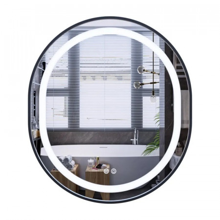 Дзеркало Mixxus Premium ELLIPSE MV05-80x70-Reverse BLACK з Led Touch, Anti-fog, димером (3-6,5kK) (MP6646)