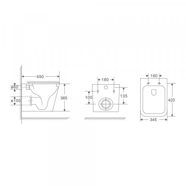 Комплект Grohe Set Унітаз QUADRO-0301-T3 + Інсталяція 38536001 + панель 38732000 (38536001QUADRO0301T3)
