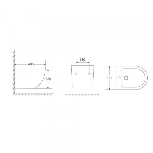 Біде підвісне Mixxus Premium Ellipse-0501 495x365x325mm (MP6469)