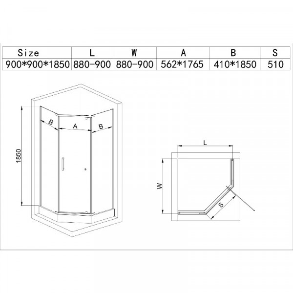Душова кабіна з низьким піддоном Mixxus LINES SCT01-90x90x198-TR Graphite NEW прозоре скло 6мм (MI8429)