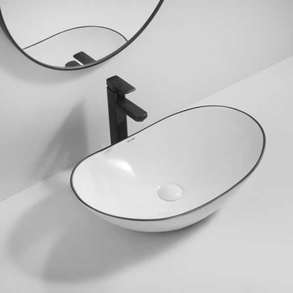 Раковина накладна Mixxus Premium WAVE-0105 EDGE BLACK 620х360х160mm (MP6556)