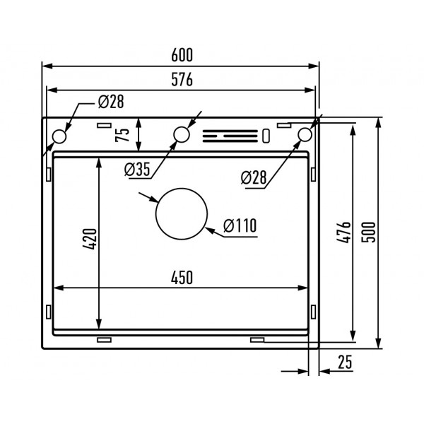 Мийка Mixxus MH6050-SK Nano-Black з н.ст. зі сход.для суш.з підстав.під ножі(граф)(MX1942)