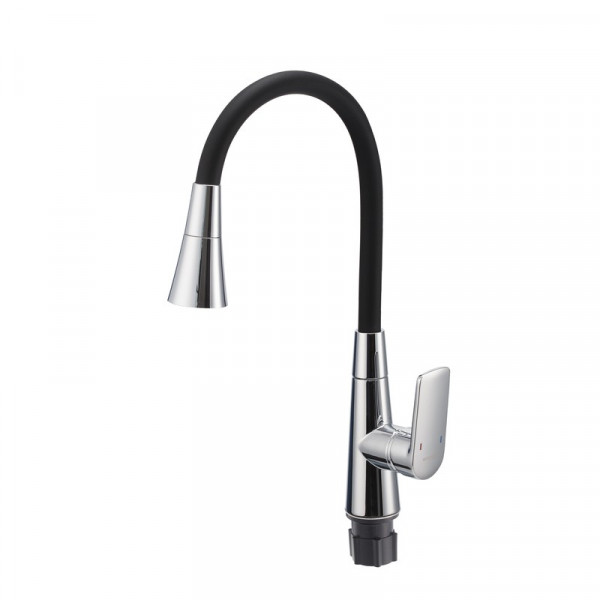 Змішувач для кухні Mixxus Premium Matis 011-T (NUT) Refl.Black (Колір хром+силік.вилив чорний) (MI8266)