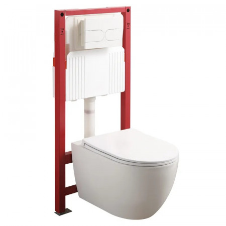 Комплект: Mixxus Premium Ellipse-SET-2101 (в 2 ящ) Унітаз система змиву Tornado 3.0+ Інсталяція Koer KT-0404 + панель KT-0604-03 White (MP6667)