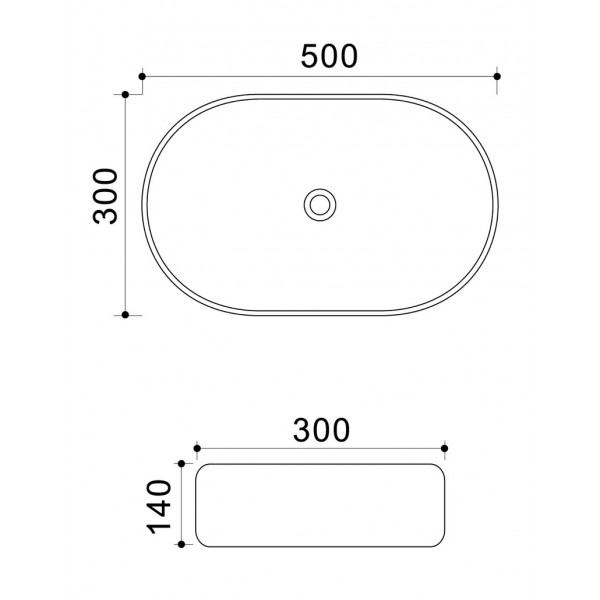 Раковина накладна Mixxus Premium ELLIPSE-0109 GRAY 500x300x140mm (MP6653)