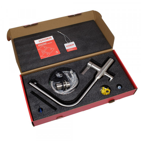 Змішувач для кухні з виходом для питної води Koer KI-72020-02 (з нерж. сталі) (KR4797)