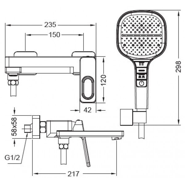 Змішувач для ванни Koer KB-41031-05 з коротким виливом (KR5437)