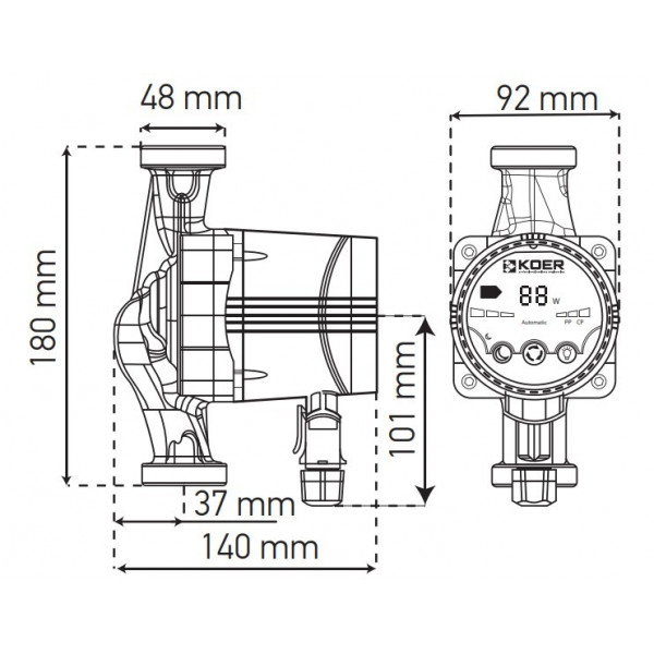 Насос циркуляційний енергозб. Koer KP.N25 / 6-180 (KP0247)