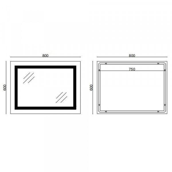 Дзеркало Mixxus TALL MR08-80x60-Reverse з Led Touch, Anti-fog, димером, регулятором яскравості (MI6659)