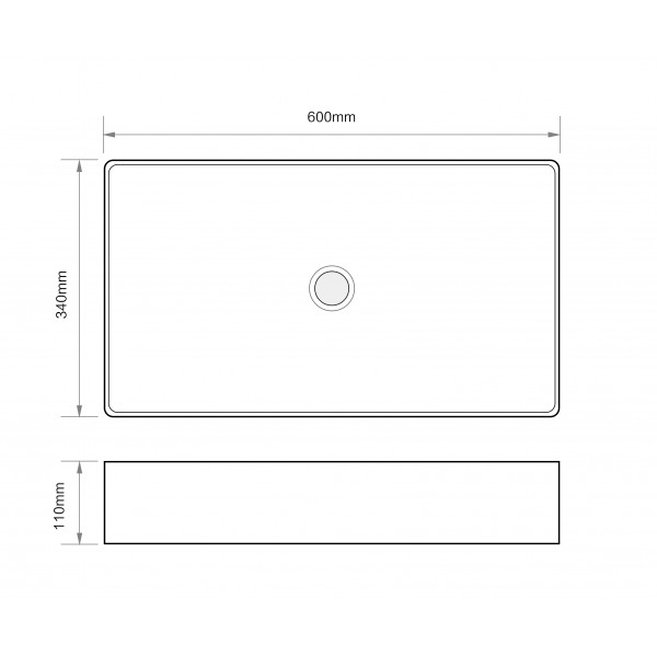 Раковина накладна Mixxus Premium QUADRO-0107 EDGE BLACK 600х340х110mm (MP6521)